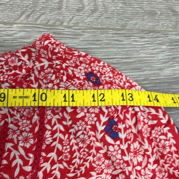 NWOT Talbots Smocked Shoulder Top Red Flowing Branches Long Sleeve XS - Picture 7 of 16